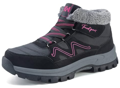 Damen Warm Winterstiefel Gefütterte Bottes de Neige pour Femmes Bottines d'hiver Chaudes Doublées de Fourrure Bottines de Marche Femme Bottines Fourrées Chaude Boots Antidérapantes Randonnée