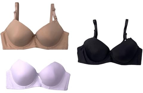 STILL 3 Pezzi Reggiseno Donna con Ferretto Coppa Preformata Imbottito Bra Push UP Fascia Spalline Rimovibili 2087 (IT, Taglia della Coppa & Taglia della Fascia, B, 3, 1 Bianco + 1 Beige + 1 Nero)