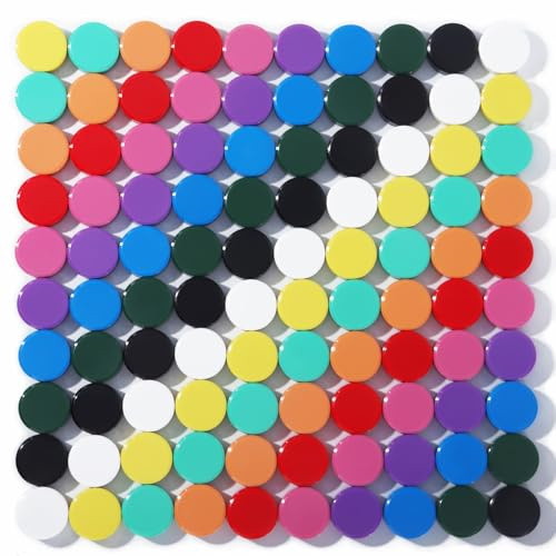 DUJEQM Fridge Magnets,100 Pack 10 Colours Strong Small Round for Whiteboard | Heavy duty magnets for crafts, classroom, office, school, notice boards and planning boards. Cute mini durable home supplies