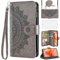 Asuwish Phone Case for Motorola Moto G04/G04s/G24/E14 4G Wallet Flip Cover with Tempered Glass Screen Protector and Mandala Flower Leather Credit Card Holder Stand Cell GO4 G 04 04s 24 E 14 Gray
