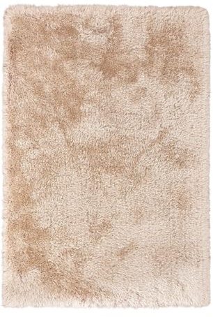 möbelando Teppich >Cosy< Cosy, Teppich, Hochflor, handgetuftet, gekettelt, (BxL) 120 x 170 cm, 100% Polyester, Rückenmaterial 100% Baumwolle, Champagner, 4100 g/m², Wohnzimmer, Esszimmer