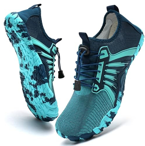Barefoot Shoes Mens Womens Water Shoes Beach Swim Shoes for Outdoor Hiking Walking Wilderness Trekking(Bluegreen, 8UK)