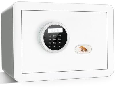 Digital Security Safe Lock box, Electronic Safe Box with Keypad and Keys, 34L Small Money Cash Safes Lockable Safety Box for Home Office Hotel Business, White