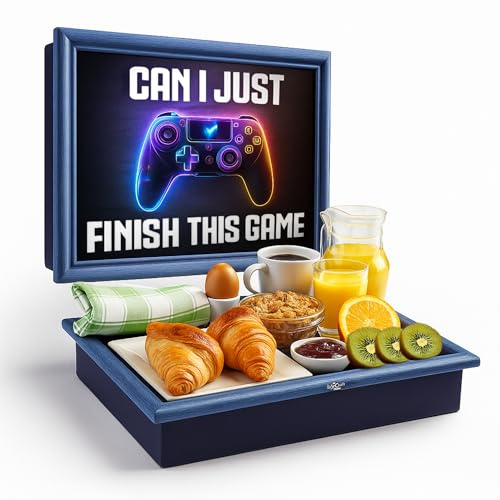 Empire Lap Tray with Bean Bag Cushion – Wooden Soft Padded Lap Tray with Cushion for Eating, Drinking & Laptop – Ideal for Breakfast, Dinner, Snacks & Work – Comfortable, Portable with Sturdy Design