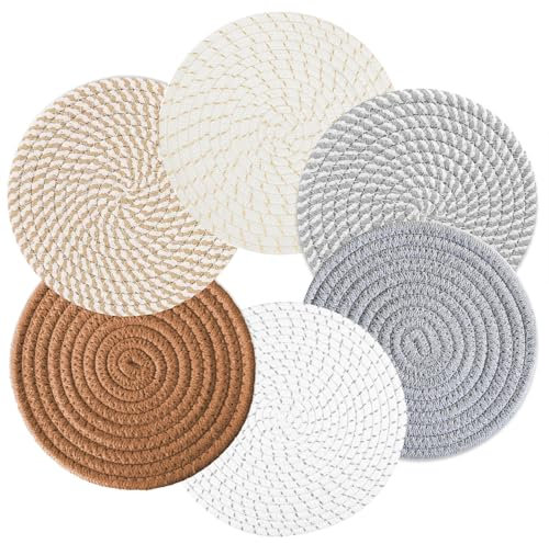 EwaRcud 8 Inch Hot Pot Stand with Tripod Base - 6-Pack Heat Resistant Kitchen Trivets for Countertop Protection, Fall Home Decor & Table Setting Accessories