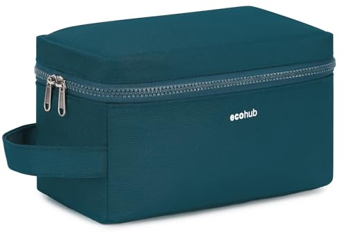 ECOHUB Neceser Hombre de Viaje, Impermeable Bolsa de Aseo, Bolsa Aseo con Separación Seco Húmedo, Neceser Organizador, Patente Pendiente(Verde Azulado)