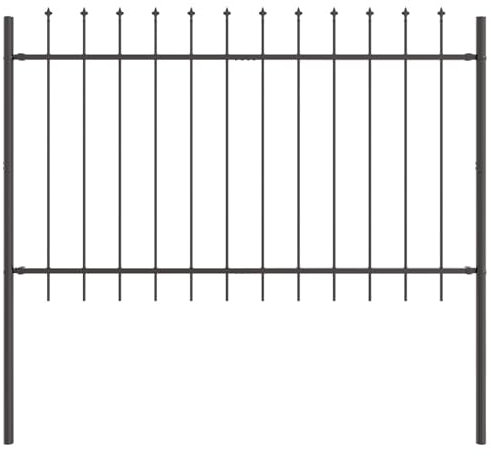 vidaXL Recinzione da Giardino con Punta a Lancia Grigia 170 x 5, 120 cm - Barriera Metallica Resistenti alle Intemperie per Esterni, Ideale per Separare e Decorare, Confine Industriale, Forma Rettan