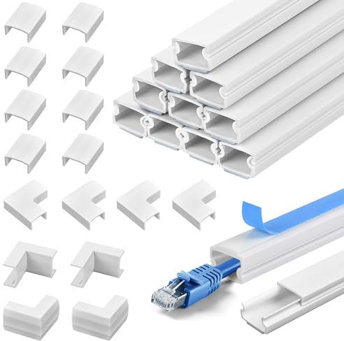 CEOTIS Kabelkanal Selbstklebend Weiss, 4 Meter(10 Stk. -40x15x10mm) Kabelkanal Weiß, PVC Kabelschacht, Kabelleiste für die Wand TV, Selbstklebend Kabelschacht zum Verstecken von Kabel In Haushalt/Büro