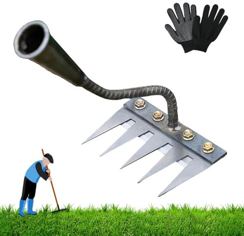 Rastrillo De Deshierbe, Rastrillo Jardin con Mango, Rastrillo De Acero Al Carbono De 5/6/7/8 Dientes, Rastrillo De Dientes Jardin, Rastrillo De Hierro para Jardinería Y Deshierbe (5 Dientes)