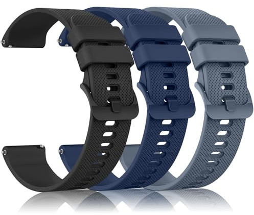 Amzpas 3 stycken ersättning klockarmband 20 mm 22 mm armband, silikon klockarmband med snabbkoppling ersättningsband, klockor tillbehör klockarmband för kvinnor män