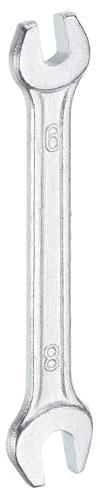 QUARKZMAN Chiave Doppia Aperta 6mm x 8mm Metrica Angolo Offset 15 Gradi Testa Piatta Piccola Chiave Aperta Zincata per Riparazioni Auto Montaggio Mobili