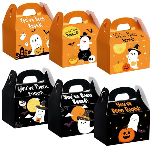 Yexiya 24 Pcs Halloween You've Been Booed Treat Box with Handle