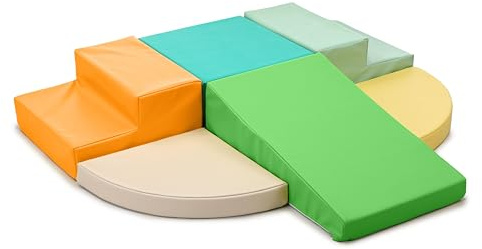 Wilwolfer Schaumstoff Bausteine Kinder Klettern Indoor: 6 Softbausteine Riesenbausteine Spielbausteine - Weiche Bausteine Baby Montessori Großbausteine Kletterspielzeug Outdoor Doppelte Treppe-Set