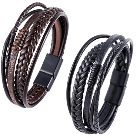 Personalised Mens Leather Bracelet, Braided Cowhide Rope Handmade Gift