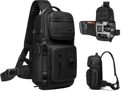 LANMOU Kameraryggsäck vattentät, kamera axelväska med snabb åtkomstfack, fotoryggsäck, kompatibel med DSLR SLR-kameralins