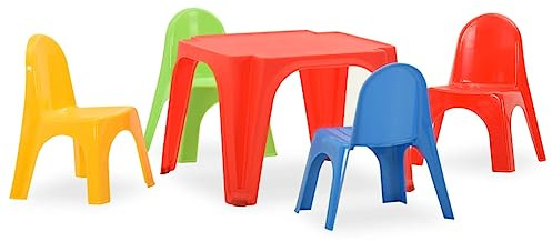 Set Tavolo e Sedia per Bambini, Set di Mobili per Bambini, Materiale 100% PP Resistente Ai Raggi, Leggero e Facile da Spostare, per Sale Giochi, Aule, Interni Ed Esterni