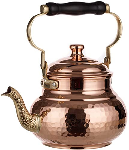 DEMMEX Teiera in rame martellato con bollitore e piano cottura, 1,6 litri (rame)