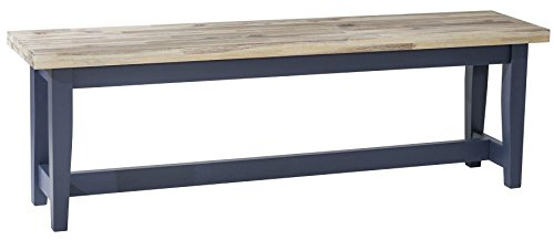 Florence navy blue kitchen bench with limed seat. Quality wooden bench.