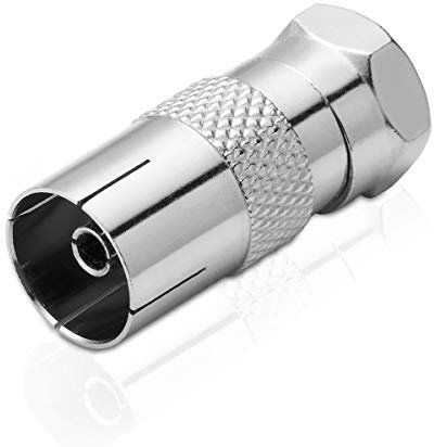 conecto Adapter F-Stecker auf IEC-Koax-Buchse, Antennen-Adapter zwischen F-Stecker für Sat-Kabel und IEC-Stecker für BK und DVB-T
