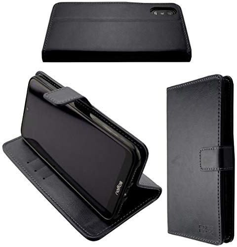 caseroxx Bookstyle Handytasche für Neffos C9 Max in schwarz – Klapphülle mit Kreditkartenfächern, Magnetverschluss, Standfunktion & Rundumschutz
