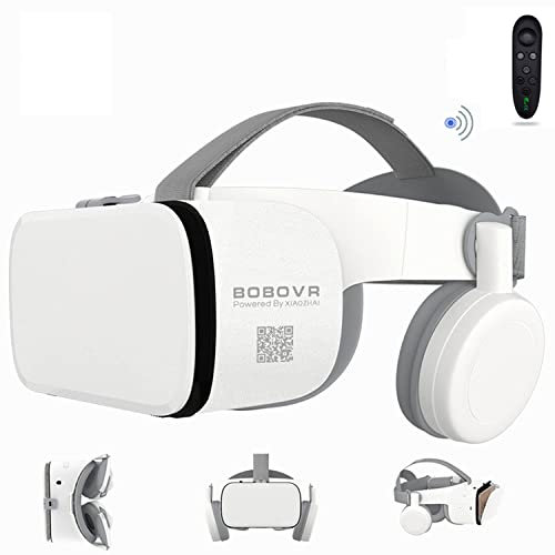 BOBOVR 3D Virtual Reality VR Headset with Wireless Remote Bluetooth, VR Glasses for Movies & Video Games IMAX, Compatible for iPhone Android Samsung 4.7-6.2 Cellphone (White)