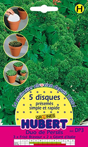 Duo Disques Présemés Graines de Persil Frisé Race Bravour & Géant d'Italie