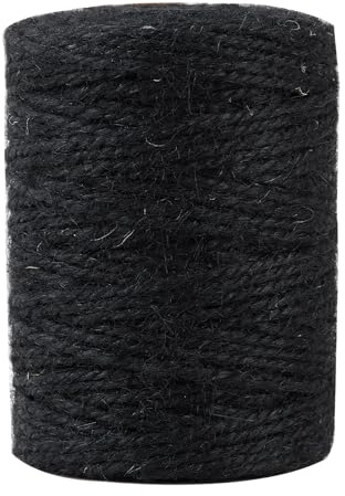 328 Feet 3mm Thick Black Natural Jute Twine, Garden Twine Heavy Duty Industrial Packing Materials String Wrapping, Arts, and Crafts, Halloween Wrapping, Gardening Applications