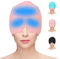 Hoseay Gorro Migraña Reutilizable Máscara Migraña de Gel Alivio Dolor Cabeza/Migraña Relief Cap Portátil Cómodo Antifaz Funda Frio Migraine Hat para Aliviar La Tensión/el Estrés/Ojos Hinchados,Rosado