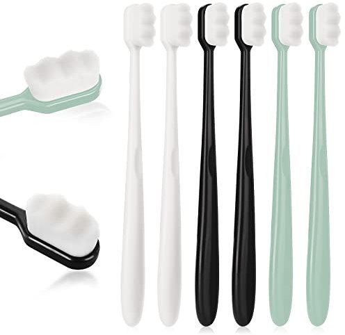 WLLHYF 6 PCS Spazzolino da Denti Extra Morbido Micro Nano Spazzolini da Denti con 20000 Setole Fibra Sterile Spazzolatura Indolore per Gengive Sensibili Denti Recessione Gengivale Orale Bambini Adulti