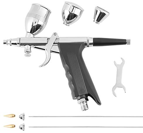 Aerografo per Pistola a Spruzzo a Gravità 0, 3 Mm 0, 5 Mm 0, 8 Mm Set di Coppe Nossles Kit Aerografo a Grilletto per Tutti gli Usi per Modelli a Colori, Vestiti in Pelle