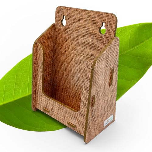 Stableco 1x Porta-folletos ecológico de pared DIN A6 vertical con 1 compartimento, soporte de folletos de pared para indoor diseño natural. No Plastic! Just Paper! para volantes y tarjetas postales