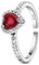 Ahokei Ring Silber 925 Damen Ringe Frauen Ring Verstellbar,Silber Ring mit Herz Zirkonia Ring Silberring Damen 925,Ringe Frauen Silber Damen Ring Schmuck Geschenk für Frauen die Box,Rot