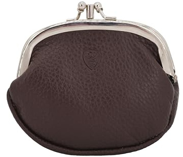 GERMANUS Geldbörse Barbara mit Spangenverschluss, Portemonnaie für Damen aus Leder (Braun)