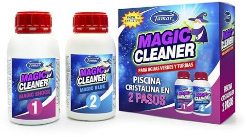 Tamar Magic Cleaner, Piscina Cristalina en 2 Sencillos Pasos, Recuperador Agua Piscina Deteriorada, Acción Rápida, Alta Solubilidad, Desinfectante, Clarificante
