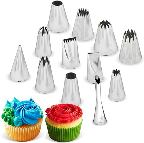 CukkiCakes Set di 12 Beccucci Professionali per Sac à Poche – Decorazione e Preparazione – Made in South Korea