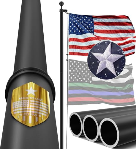 IIOPE 20FT Heavy Duty Flag Pole – Tapered Design,2.4 Bottom Tube,100MPH Wind-Tested,Aluminum Residential Flagpole Kit with USA Flag & Complete Hardware | Great for Patriotic Displays & Gift Giving