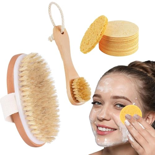 Shower Brush Set, Face Brushes for Cleaning,Soft Bristle Face Brushes for Dry Brushing-Facial Scrubbing Brushes,Body Cleansing Brush for Sall