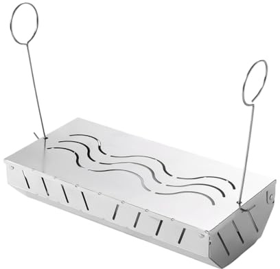 Fegtrtyoa Caja para Ahumar Astillas de Madera de Acero Inoxidable con Tapa Abatible, Paquete de 2, para un Ahumado Especial.