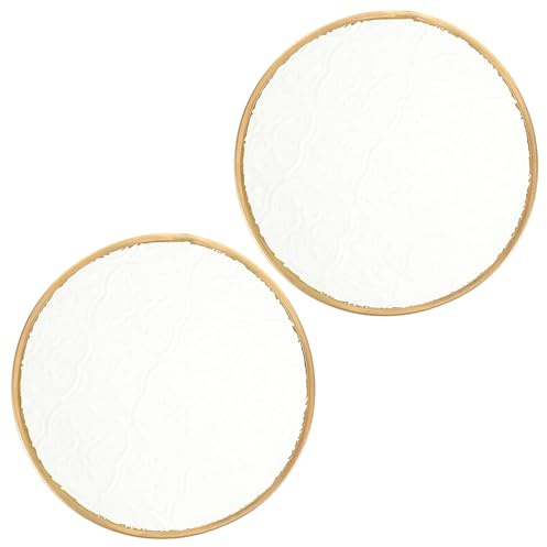 SOIMISS Posavasos de Vidrio Redondos con Chino, Transparentes Borde Dorado, Diámetro 10 Cm, 2 Piezas para Protección Antideslizante de Mesa en Cocina, Bar y Oficina