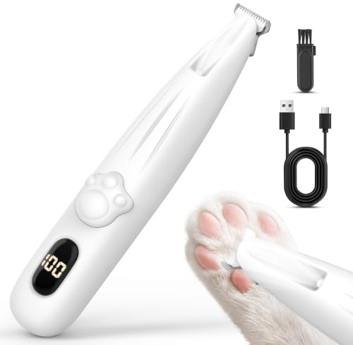 YAZEKY Tondeuse à Pattes pour Chien et Chat Silencieuse avec Lumière LED | Tondeuse Chat Rechargeable sans fil USB, Écran LED, Tondeuse Professionnelle pour Pattes, Yeux, Oreilles, Visage et Corps