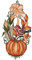Fensterbild 16x30 cm + Saugnapf Plauener Stickerei Spitze Kürbis mit Vogel Spitzenbild Halloween Herbst