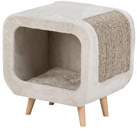 Trixie 44430 Kuschelhöhle Alicia mit Buchenholzfüßen, 48 × 48 × 38 cm, lichtgrau/grau-meliert