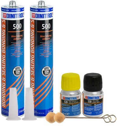 REJEL DINITROL 500 WINDSCREEN FITTING KIT BONDING ADHESIVE GLUE SEALANT GLASS OEM 2 X 310ML