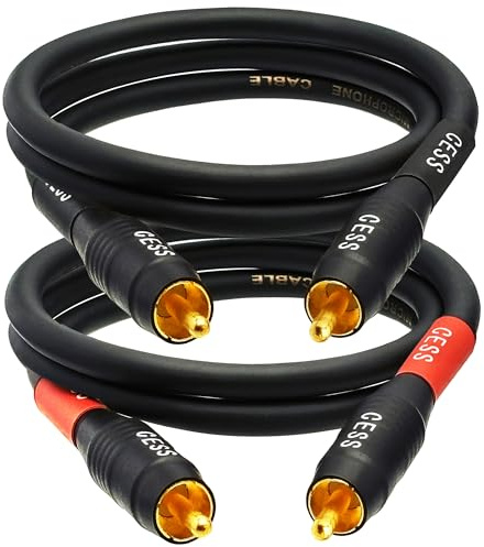 CNCESS CESS-075-2f Heavy Duty Waterproof RCA Cable, Phono Male to Male (2 FT)