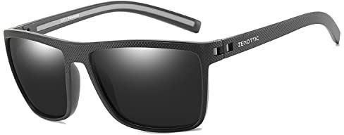 ZENOTTIC Polarisierte Sonnenbrille Herren Leichte TR90 Rahmen UV400 Schutz Quadrat Sonnenbrillen