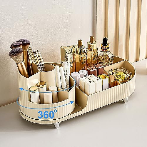 AUHOU Make Up Organizer, 360°Drehbarer Kosmetik Organizer, Kosmetische Aufbewahrungsbox für Dresser Badezimmer Schlafzimmer - Einfaches, Leichtes Luxus-Schminktisch Organizer