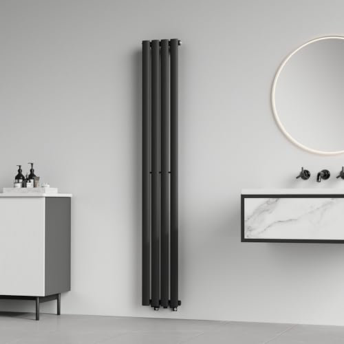 [neu.haus] Termosifone da Parete Radiatore Design Riscaldamento ad Acqua Calda Termoarredo a Pannello Singolo con Elementi Tubolari 160 x 24 cm - Nero