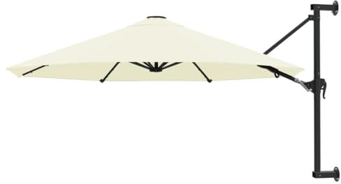 Parasol mural avec mât métallique 300 cm Sable,Maison & jardin,Pelouses & jardins,Vie en extérieur,Parasols & voiles d'ombrage,Beige,22.6 LB,44863