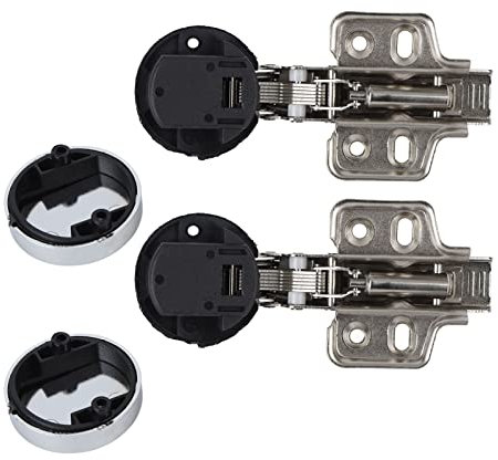 Juego de 2 bisagras de acero inoxidable 201 para puerta de cristal de 35 copas con amortiguación, brazo recto con soporte completo, 18 mm (curva media, media superficie de 9 mm)