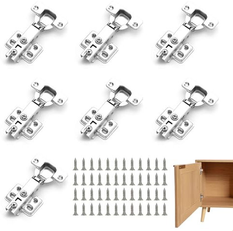 8 Stück Scharnier für Schranktüren Softclose, Schrankscharnier, Schrank Scharniere mit Hydraulisch Feder, Topfscharnier Eckanschlag mit 48 Schrauben